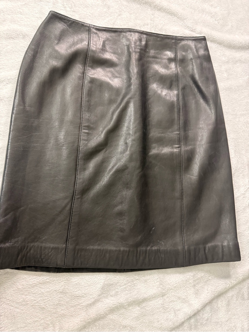 Talbots Black Leather Pencil Skirt